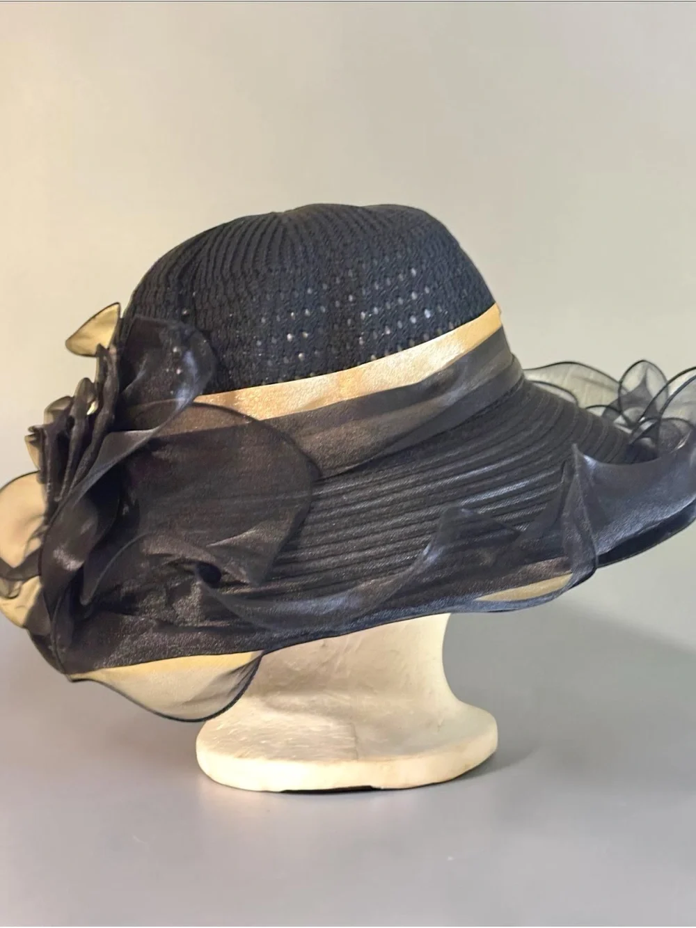 Women’s Fancy Black Hat Garden Party Wedding Homecoming Ascot Wedding NEW